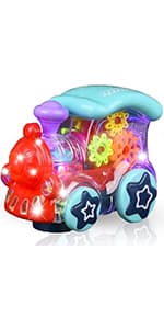 ArtCreativity Light Up Transparent Sensory Car Toy for Kids, 1PC, Bump and Go Toy Car with Colorful Moving Gears, Music, and LED Effects, Easter Toys for Toddlers, Great Birthday Gift Idea