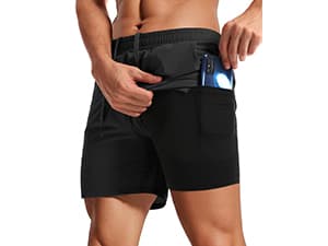 Aolesy Men's 2 in 1 Running Shorts 5" Workout Gym Athletic Shorts for Men Quick Dry Lightweight Training Shorts with Pockets