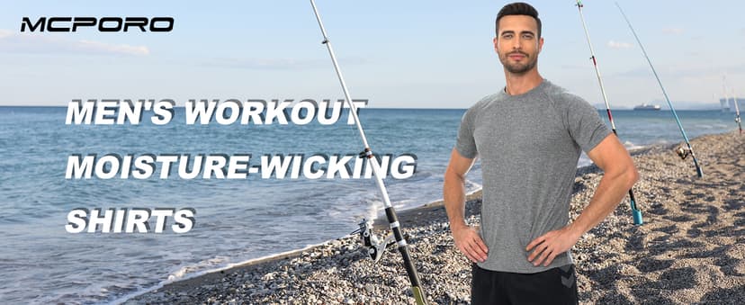 Workout Shirts for Men Short Sleeve Quick Dry Athletic Gym Active T Shirt Moisture Wicking