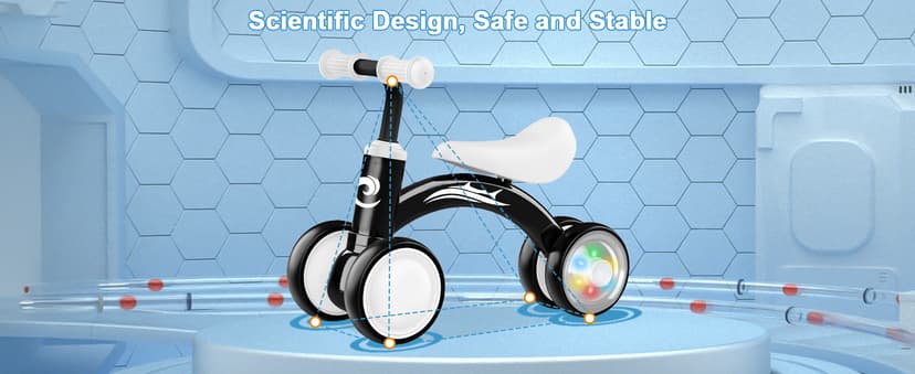 Colorful Lighting Baby Balance Bike Toys for 1 Year Old Boy Gifts, 10-36 Month Toddler Balance Bike, No Pedal 4 Silence Wheels&Soft Seat First Riding on Toys, One Year Old Boy Birthday Gifts.