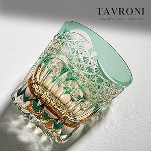 Edo Kiriko Whiskey Glasses Set of 2 - Japanese Art Glass Tumblers, Luxury Gift for Couples, Weddings, Anniversary, Perfect for Home Bar & Special Occasions, Crystal Barware with Gift Box