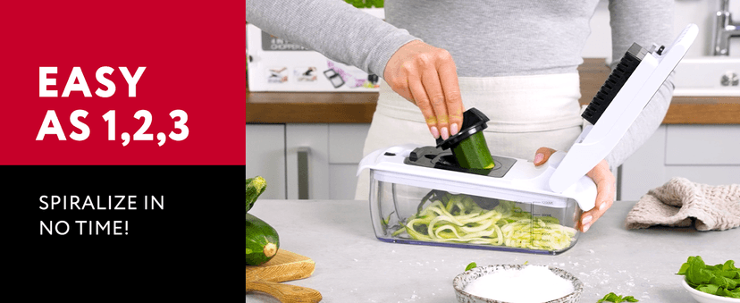 Fullstar The Original Pro Chopper - Vegetable Chopper and Spiralizer, Food Chopper with Container, Fruit Slicer, Kitchen Gadgets & Accessories, Home Essentials (9 in 1, White)
