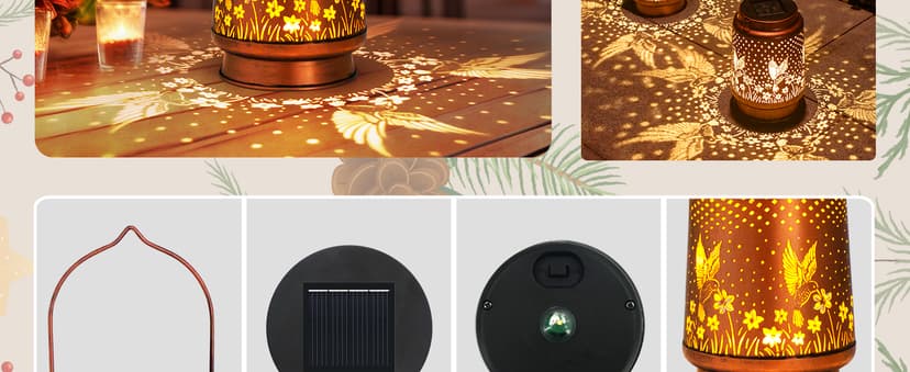 Hummingbird Birthday Gifts for Women Mom Grandma Solar Lanterns Outdoor Waterproof Garden Decor Metal Hanging LED Decorative Light for Patio Yard Lawn Backyard Front Porch Gardening Gifts