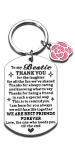 Gift for Best Friend Women Men Friendship Gift for Him Her Christmas Birthday Graduation Gifts for Friends Sentimental To My Friend Keychain Thank You Gifts Bestie