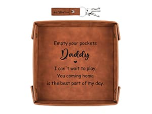Gifts for Boyfriend, Husband, Romantic Gifts for Him, Mens Birthday Gifts Idea - Premium PU Leather Valet Tray - Best Mens Gifts for Birthday Anniversary