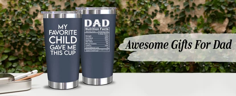 NewEleven Fathers Day Gift For Dad - Birthday Gifts For Dad From Daughter, Son, Kids - Husband Gift - Birthday Present Ideas For Father, New Papa, Bonus Father From Daughter, Son - 20 Oz Tumbler
