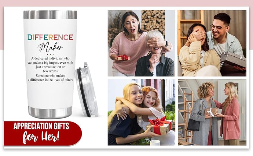 Christmas Appreciation Gifts for Coworkers - 20 oz Stainless Steel Insulated Tumbler - Birthday Inspirational Thank You Gifts for Women Teachers Coworkers Boss, Difference Maker Gift Ideas