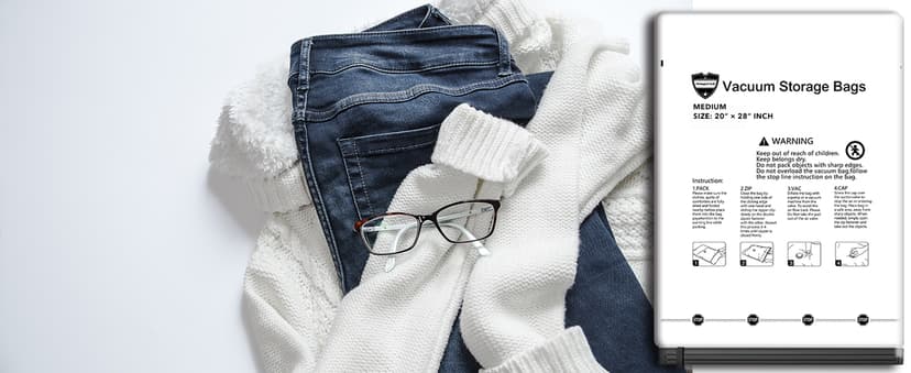 SUOCO 20 Combo Vacuum Storage Bags with Electric Pump, (4 Jumbo/4 Large/6 Medium/6 Small) Travel Clothes Space Saver Bags, Vacuum Seal Bags for Luggage Clothing Pillows Comforters Blankets