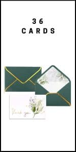 Winoo Design 100 PK Luxurious Gold Thank You Cards with Envelopes Bulk Sage Green - 5x3.5 Inches Wedding Thank You Notes Baby Shower Greenery Bridal Shower Small Business