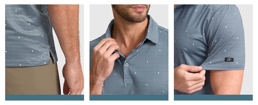 Obla Mens Golf Polo Shirts Short Sleeve Dry Fit Performance Moisture Wicking Casual Print Collared Golf Shirts for Men