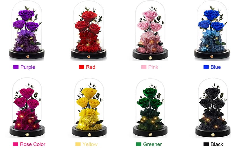 Christmas Flowers Roses Gifts for Mom,Forever Real Preserved Roses in Glass Dome,Christmas Anniversary Thanksgiving Gifts for Wife Girlfriend Women Best Friend Grandma/Purple Rose