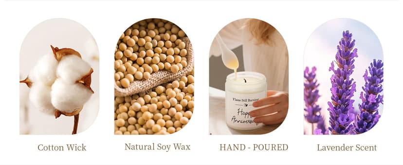 Happy Anniversary Couple Gifts - 10th, 25th, 40th, 50th Wedding Anniversary Candle Gifts for Him, Her, Husband, Wife - 7oz Lavender Soy Wax Scented Candle