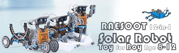 Toys for Ages 8-13,12 in 1 Stem Project Solar Robot Toy for 10 Years Old Autism Boy,Science Kits for Kids Age 8-14,Building Gear Toy Christmas Birthday Gift Idea for Boy Age 8 9 10 11 12 13 14