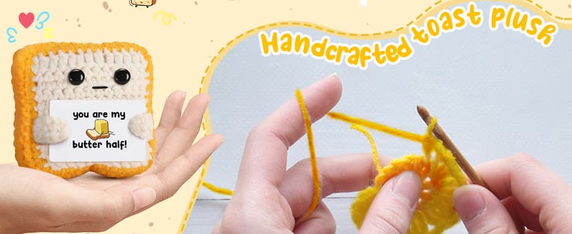 Gifts for Him Her Boyfriend Girlfriend Partner Loved One “You Are My Butter Half!” Crochet Toast – Cute Romantic Valentine’s Day, Anniversary, Birthday Gift for Couples Desk Decor & Christmas Gifts