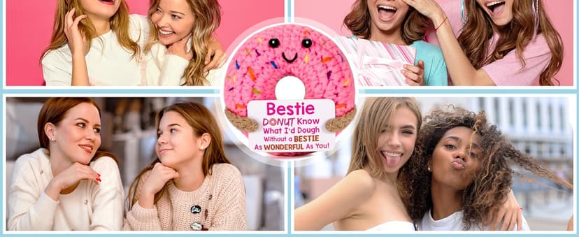 Bestie Gifts for Women Friend - Funny Cute Cool Handmade Knitted Donut for Female Woman Besties Best Friends BFF Soul Sister Coworker Friendship Birthday