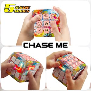 Power Your Fun Cubik LED Flashing Cube Memory Game - Electronic Handheld Game, 5 Brain Memory Games for Kids STEM Sensory Toys Brain Play Puzzle Fidget Light Up Cube Stress Relief Fidget Toy (Tie Dye)