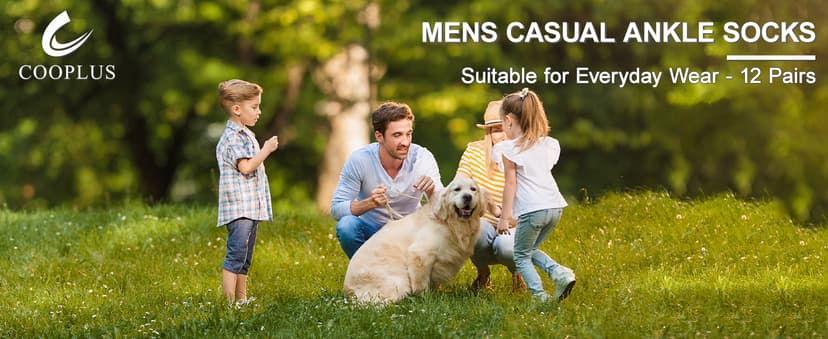 COOPLUS 12 Pack Mens Cushioned Ankle Socks, Low Cut Breathable Casual Socks (Shoe Size 6-11)