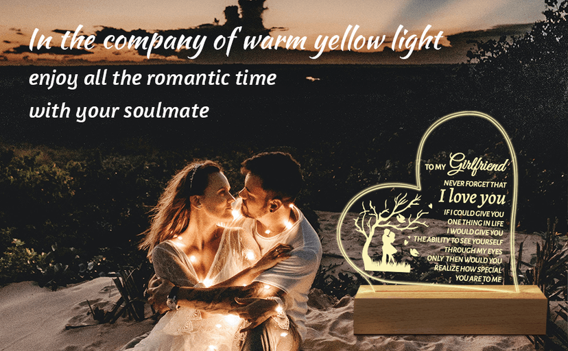 Hiipeenow Valentines Day Gifts for Girlfriend, to My Girlfriend Acrylic Engraved Night Light 15 * 19CM Presents, Birthday Anniversary Christmas Valentines Day Gifts for Girlfriend