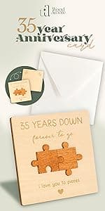 Happy Anniversary Card for Parents - Wood Parents Anniversary Card Gifts from Daughter Son, Wedding Gifts Anniversary for Parents, Anniversary Cards Gift for Mom and Dad