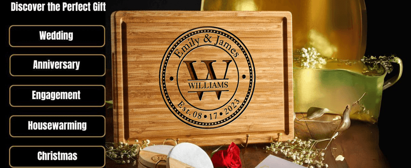 Personalized Cutting Board Wedding Gift - Custom Wood Wedding Registry Gift, Personalized Bridal Shower Gifts for the Couple, Engraved Charcuterie Board, 50th Anniversary Monogram Cutting Board