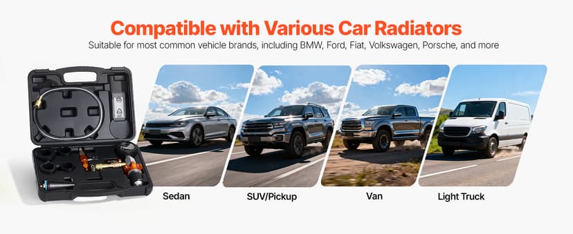 VEVOR Radiator Vacuum Refill Kit, Automotives Cooling System Vacuum & Purge Fill Tool with Gauge, Portable Radiator Coolant Filling Kit with Toolbox, Universal Fit for Most Cars Vans SUVs and Trucks