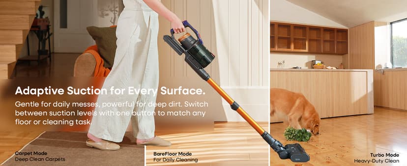 KIPMAX Cordless Vacuum Cleaner, 50KPa 550W Stick Vacuum for Home, 70Mins Anti-Tangled Vacuum Cleaner for Pet Hair/Carpet/Floor, Self-Standing Vacuum with Rechargeable Battery, LED Display&Aromatherapy