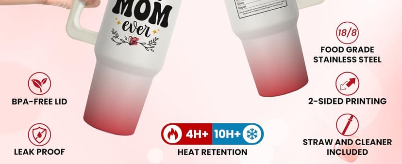 Best Mom Ever Tumbler, Mommy Coffee Mug, Mama Tumblers, Momma Gift Ideas, Funny Birthday Present For Her, Mom Cup, Cute Mother Day Gift Tumbler With Handle 40oz