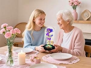 Childom Birthday Gifts for Women,Flowers for Delivery Prime,Colorful Rainbow Light Up Rose in A Glass Dome,Christmas Rose Gifts for Her Mom Women Wife Girl Grandma on Christmas Anniversary Valentines