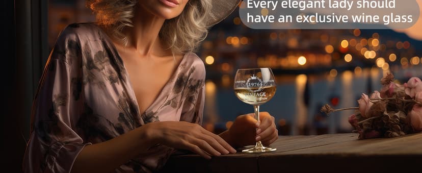 50TH Birthday Gifts for Her, Vintage 1975 Engraved 50th Wine Glass, 50 Year Old Birthday Decorations For Women, Funny 50 Bday Gifts Idea For Women, Friends, Daughter, Sister Mom - Turning 50 Present