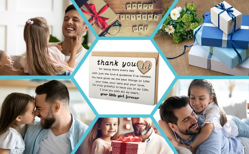 YODOCAMP Thank You Dad Engraved Wallet Card Inserts, Dad Gifts from Daughter, Birthday Father's Day Thanksgiving Christmas Valentines Gifts Card for Dad Father Papa