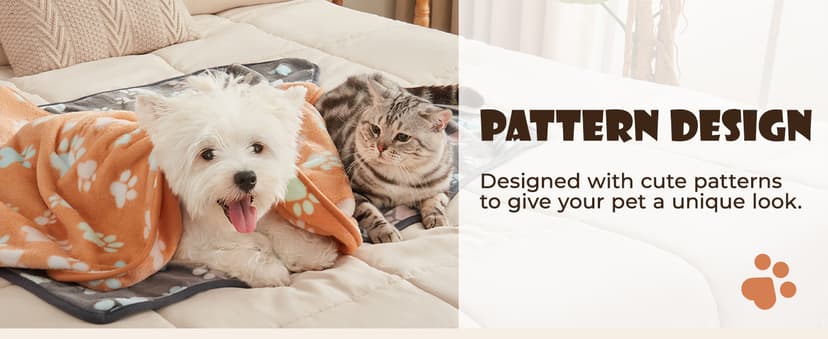 1 Pack 3 Blankets Super Soft Fluffy Premium Fleece Pet Blanket Flannel Throw for Dog Puppy Cat Paw Brown/Pink/White Small(23x16 inch)