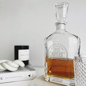 Personalized Whiskey Decanter - 4 Designs - Birthday Gifts for Men 2025, Dad, Husband, Him, Boyfriend - Men Whiskey Gifts - Personalized Gifts for Men - Bourbon, Scotch Gifts - Fathers Day Gift Ideas