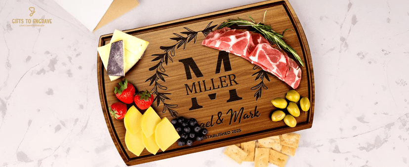 Personalized Wedding Gifts for Couples 2025, Custom Walnut Cutting Board for Kitchen, Personalized Bridal Shower, Best Wedding Registry and Engagment Gift