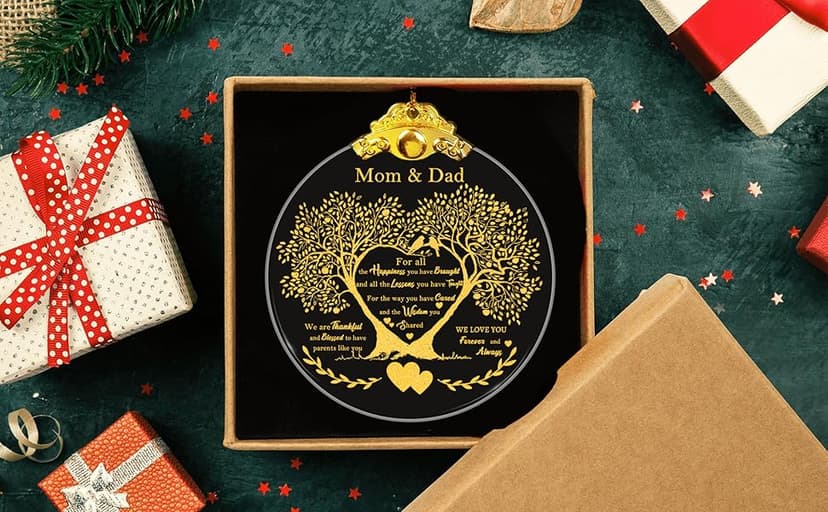 Anniversary Ornament Gift for Mom and Dad Wedding, Mom and Dad Anniversary Ornament, Moms and Dads Christmas Glass Ornaments Gift for Couple Husband Wife Married Parents Grandparents 3"