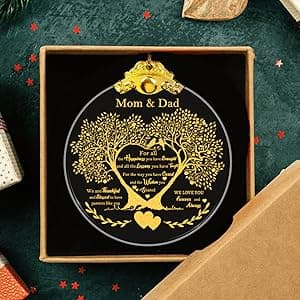 Anniversary Ornament Gift for Mom and Dad Wedding, Mom and Dad Anniversary Ornament, Moms and Dads Christmas Glass Ornaments Gift for Couple Husband Wife Married Parents Grandparents 3"