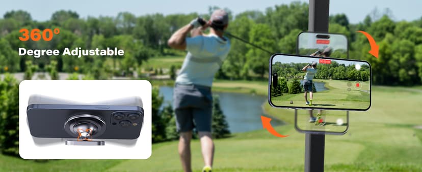 A2C Alloy Magnetic Golf Cart Phone Holder Compatible with MagSafe iPhone 16 Pro Max Plus 15 14 13 12 Mini Fits EZGO, Club Car, Yamaha, Icon, Golf Cart Accessories Essentials Gift for Friend Men Women