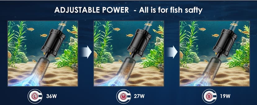 36W Fish Tank Vacuum Gravel Cleaner Electric: Aquarium Vacuum Gravel Cleaner with Strong Suction for Automatic Water Change Algae Cleaner Sand Wash Water Circulation and Water Shower, Timed Off