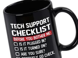YHRJWN Tech Support Gifts Checklist Mug, Christmas Gifts for IT Tech Guys, Technicians, Programmers, Funny Gift for IT Lovers, Engineers - Computer Geek Novelty Cup Coffee Mug 11 Oz