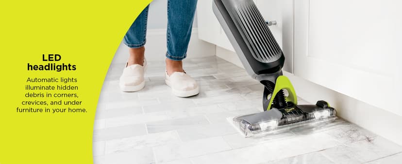 Shark VACMOP Cordless Hard Floor Cleaner, Vacuum and Spray Mop, Powerful Suction, Lightweight, LED Headlights, Includes 4 Disposable Pads, 12oz Multi-surface Cleaning Solution, Gray, VM252