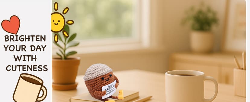 Birthday Gifts for Women Men Positive Crochet Coffee Cup Desk Decor–Cute Coffee Lover Gift for Best Friend Girlfriend Couple Wife Husband Anniversary Thank You