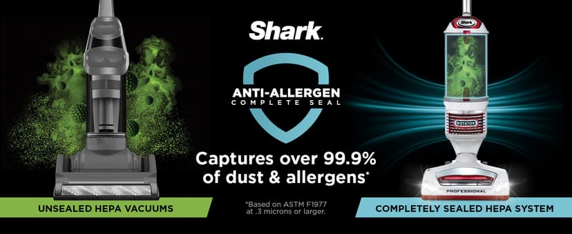 Shark NV501 Rotator Professional Lift-Away Upright Vacuum with HEPA Filter, Swivel Steering, LED Headlights, Wide Upholstery Tool, Dusting Brush & Crevice Tool, White/Red