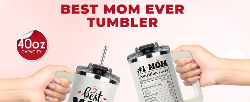 Best Mom Ever Tumbler, Mommy Coffee Mug, Mama Tumblers, Momma Gift Ideas, Funny Birthday Present For Her, Mom Cup, Cute Mother Day Gift Tumbler With Handle 40oz