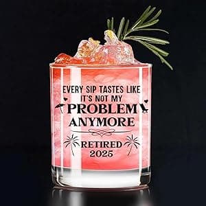 NewEleven First Christmas Retirement Gifts For Men 2025 - Coworker Leaving, Goodbye Gift, Farewell Gifts For Coworkers, Friends, Dad, Grandpa - Retirement Gift From Friend, Colleague - Whiskey Glass