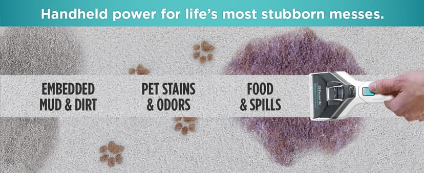 Shark StainStriker Portable Carpet, Upholstery & Area Rug Cleaner with Pet Mess Tool, Stain & Odor Remover, Perfect for Car Interiors, Includes 3 Cleaning Tools & Cleaning Solution, White, PX201