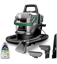 BISSELL Little Green Mini Portable Carpet and Upholstery Deep Cleaner, Car/Auto Detailer, with HydroRinse Self-Cleaning Tool and 4" Tough Stain Tool, Tea Green, 4075