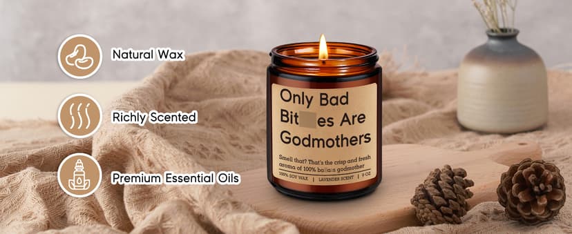 Fairy's Gift Candles, Godmother Gifts, God Mother Proposal Gifts for Women Best Friends, Godparent Day Christmas Godmother Proposal, Godmom Presents, Funny God Mom Presents for Her Bestie Sister Aunt