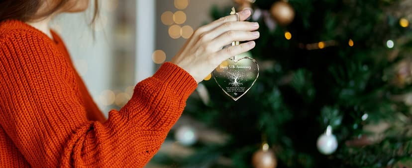 50th Anniversary Marriage Gifts for Couple - 50th Anniversary Wedding Gifts - 50 Wedding Ornaments for Couple, Her Him, Wife Husband, Parents - Glass Ornament