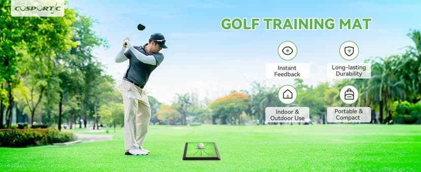 Golf Hitting Mat,Golf Training Mat for Swing Path Feedback Detection Batting, Extra Replaceable Golf Practice Mat 16"x12", Golf Gifts for Men Women for Home Indoor Outdoor