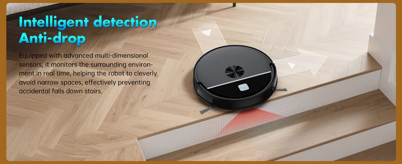 ECOHOME Robot Vacuum and Mop Combo,3500Pa Powerful Suction, with Wi-Fi/App/Remote,2 in 1 Mopping Robot Vacuum Cleaner,Dustbin and Watertank, for Pet Hair,Hard Floors and Low Pile Carpet,Black