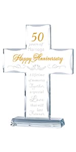 YWHL 50th Wedding Anniversary Quartz Clock Gifts for Parents, 50 Years Golden for Couple, Happy 50th Anniversary Decoration Gift for Her Him (Battery not Included)